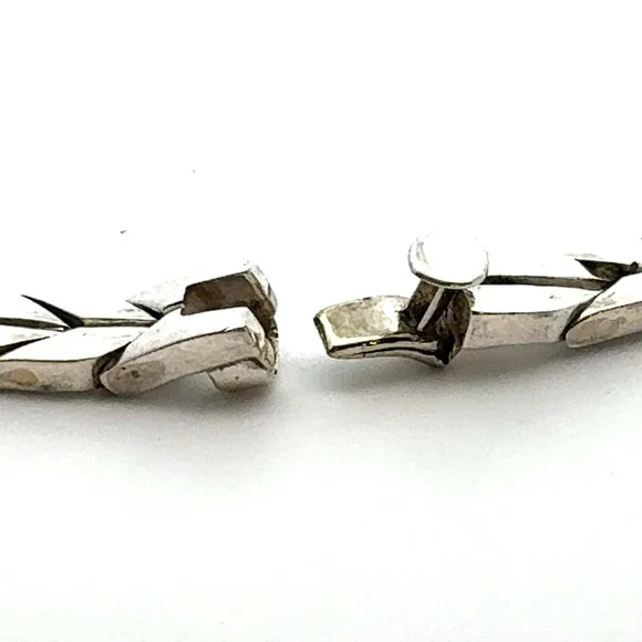 Designer RAJU 925 Sterling Silver Mexico Heavy Arrow Wheat Chain Link Necklace
